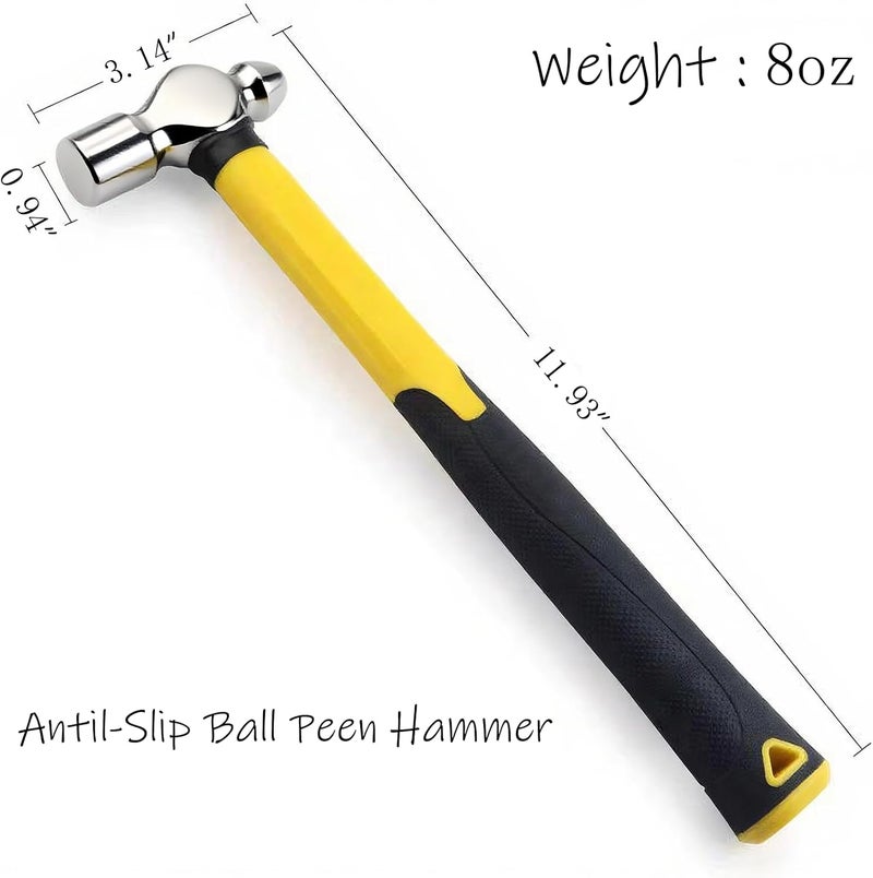 BJDSI 8 oz Ball Peen Hammer,Anti-Shaking,Anti-Rust,Shock-Proof Plastic Handle. - Image 2